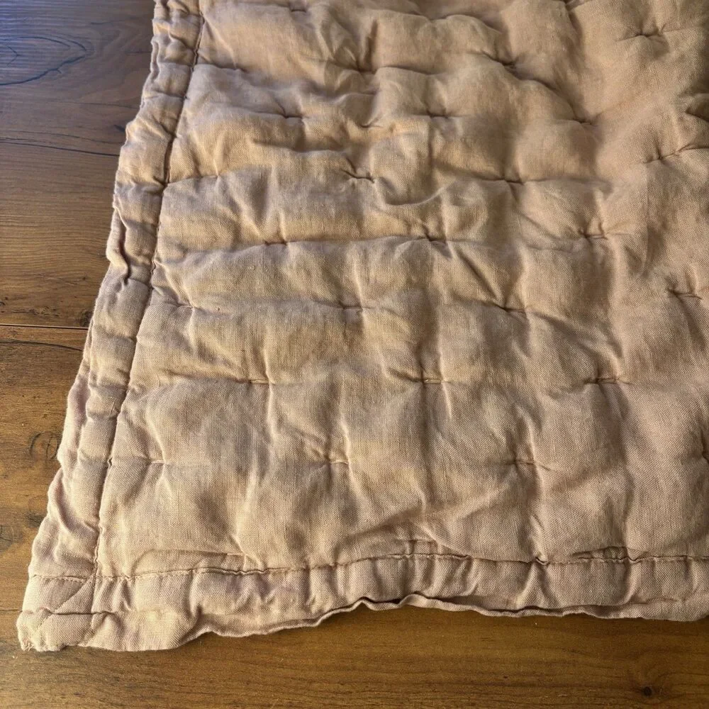 Quince European Linen Dream Quilted Sham 4 Standard Pillow Cases Dusty Mauve